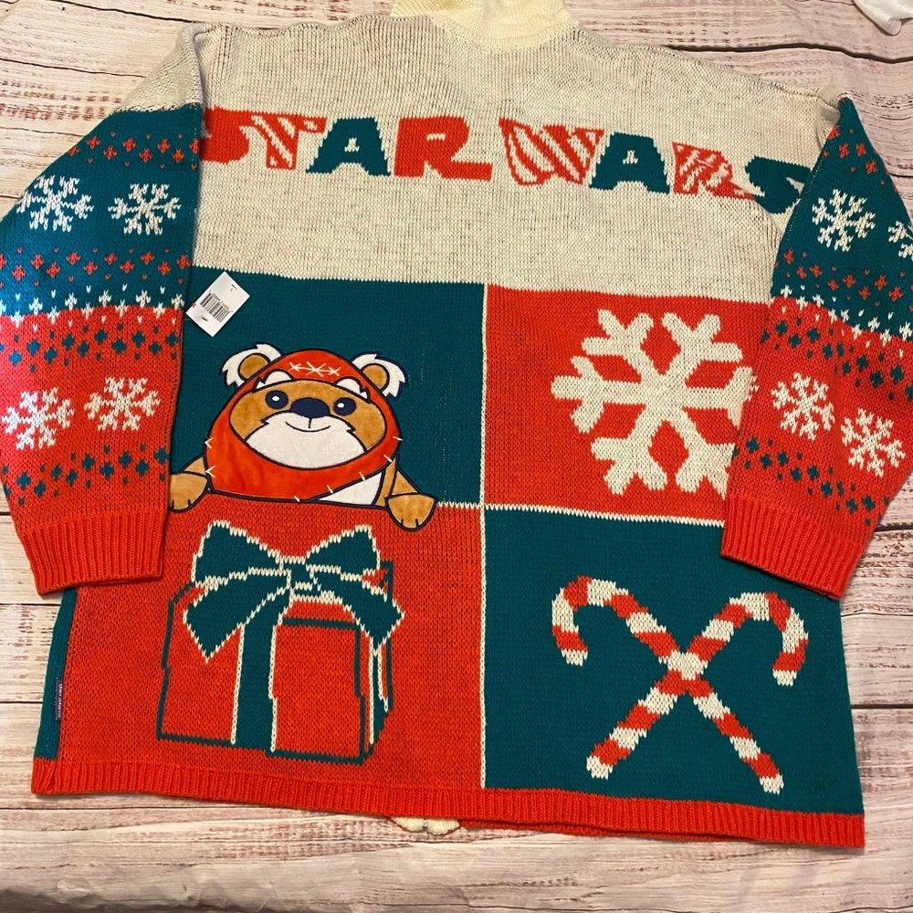 Disney parks Star Wars Christmas Ewok zip cardigan sweater  L spirit jersey